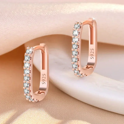 925 Sterling Silver Zircon Circle Hoop Earrings – Luxury Crystal Jewelry for Women