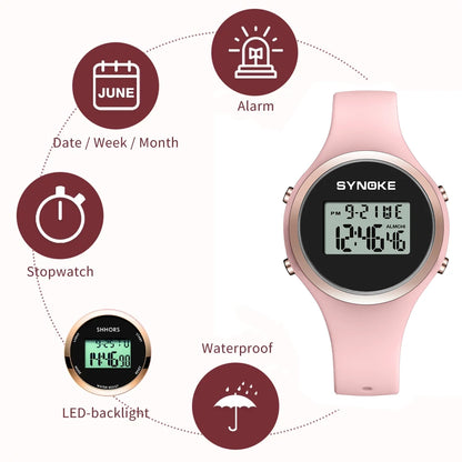 Women's Digital Watch – LED Electronic Quartz, Dress Watch, Waterproof, Unisex