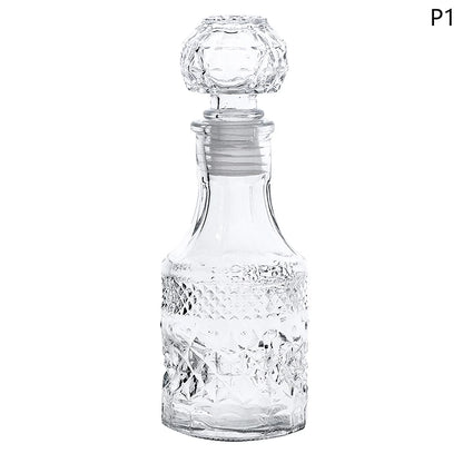 Mini Whiskey Decanter Bottle – 100/150ml Crystal Glass with 3D Carved Cap