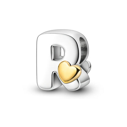 925 Sterling Silver A-Z Letter Charm Beads – Gold Alphabet DIY Birthday Jewelry