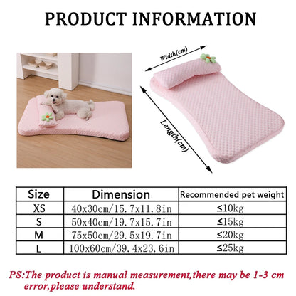Summer Cooling Pet Bed - Ice Silk Mat with Pillow for Dogs & Cats - BeeTrendyShop.COM