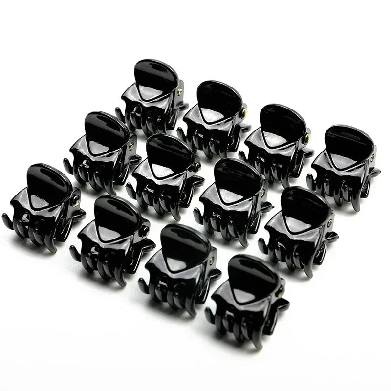 Mini Black Hair Claw Clips – Plastic Ponytail Hairpins for Women & Girls (10/20/30Pcs)