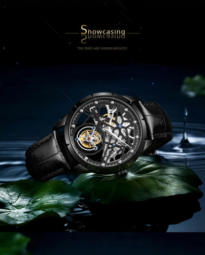 AESOP Flying Tourbillon Skeleton Mechanical Watch – Sapphire Mirror, Men's Luxury Timepiece