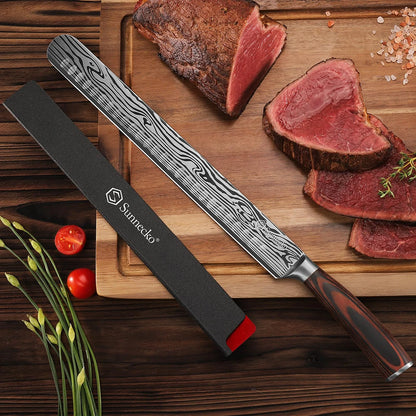 Sunnecko 12-Inch Brisket Slicing Knife – High Carbon Steel Ham Knife with Pakkawood Handle