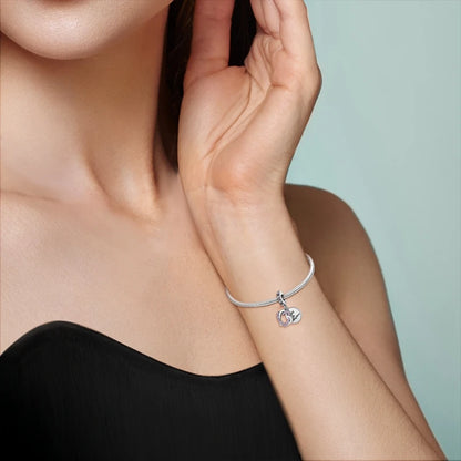 925 Sterling Silver Tree of Life & Peach Heart Charm Bead – Sweet Love DIY Jewelry
