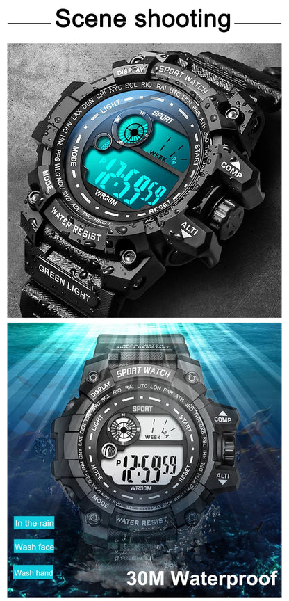 New Men LED Digital Watches Luminous Fashion Sport Waterproof Watches For Man Date Army Military Clock Relogio Masculino - BeeTrendyShop.COM