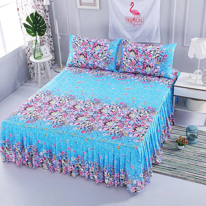 Flower Bedspread Non-Slip Bed Sheet Set – Soft Home Bedding Cover for King & Queen Size (1.5M/1.8M/2M)