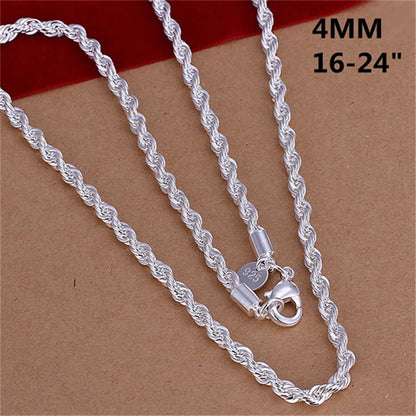 925 Sterling Silver 4mm Figaro Chain Necklace & Bracelet – Unisex Fine Jewelry