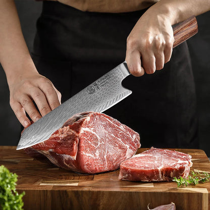 F.YOUNG 8-Inch Kiritsuke Damascus Chef Knife – Hand Forged Japanese Kitchen Knife
