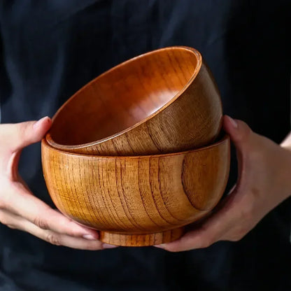 Japanese Jujube Wood Round Soup Bowl – Large Creative Children's Rice & Tableware Bowl