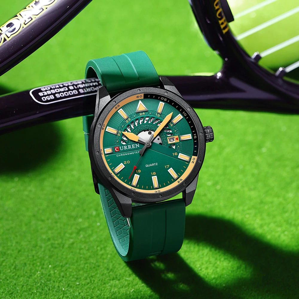 CURREN Fashion Men Watch Top Brand Luxury Waterproof Sport Mens Watches Silicone Automatic Date Military Wristwatch - BeeTrendyShop.COM