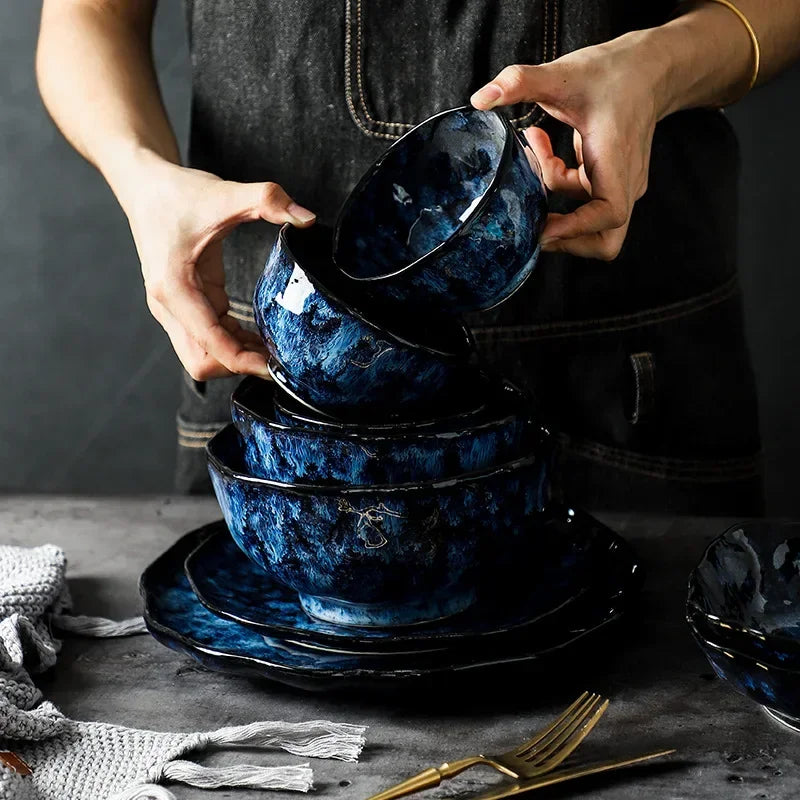 Creative Irregular Ceramic Tableware Soup Bowl Salad Bowl Dessert Plate Deep Plate Fish Plate Seasoning Dish Specialty Tableware