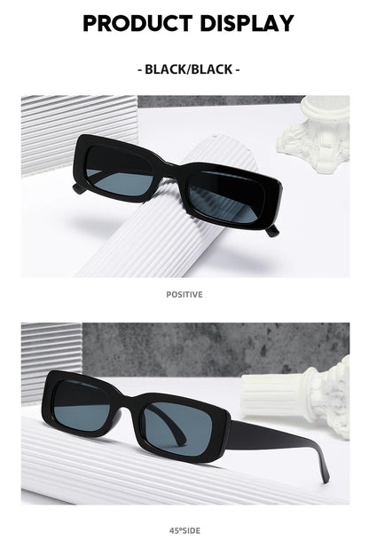 Small Rectangle Sunglasses – Retro Black UV400 for Driving & Fishing