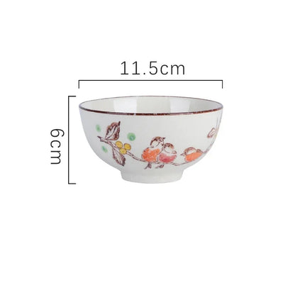 4.5-Inch Japanese Retro Ceramic Rice Bowl – Household Soup & Eating Dish