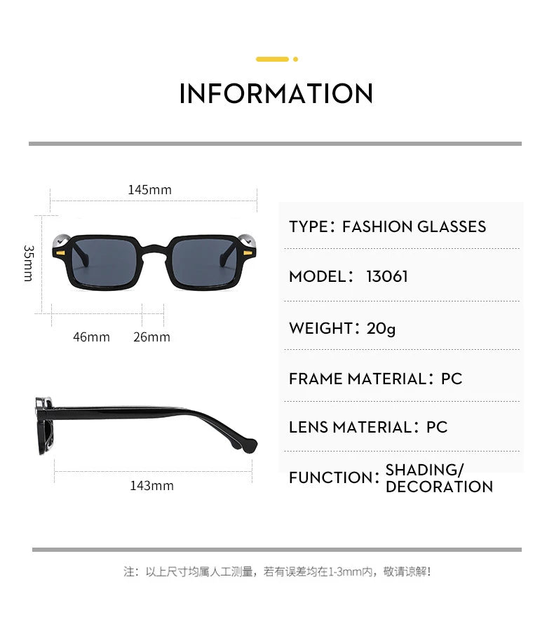 RMM Luxury Rectangle Sunglasses – Vintage Mirror UV400 for Women & Men