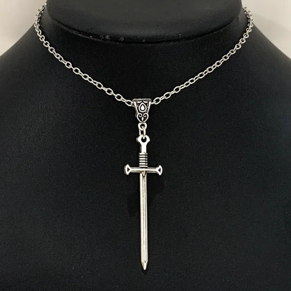 Gothic Sword & Dagger Pendant Necklace – Pagan Medieval Witchcraft Jewelry for Men & Women