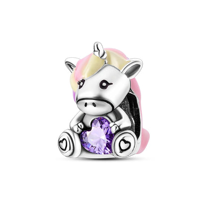 Silver Cute Animal Charm Bead – Penguin & Avocado Dangle Pendant for Bracelets