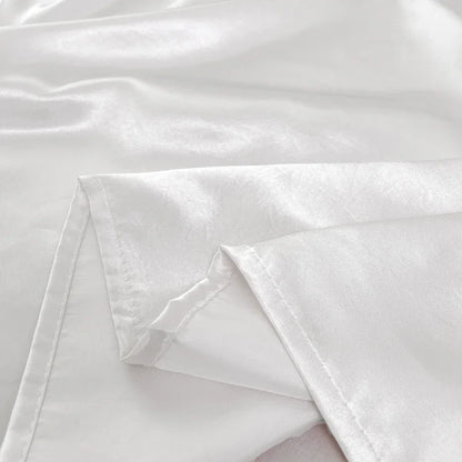 Hotel Luxury Satin Silky Flat Bed Sheet – Soft Solid Color Polyester Bedspread for King & Queen Size