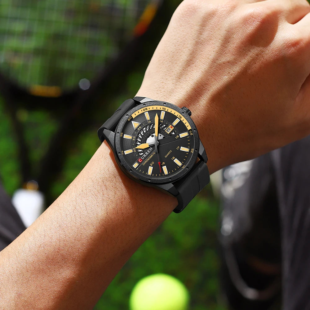 CURREN Fashion Men Watch Top Brand Luxury Waterproof Sport Mens Watches Silicone Automatic Date Military Wristwatch - BeeTrendyShop.COM