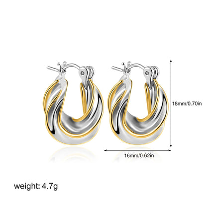 Retro Twist C-Shape Hoop Earrings – Geometric Punk Jewelry for Women