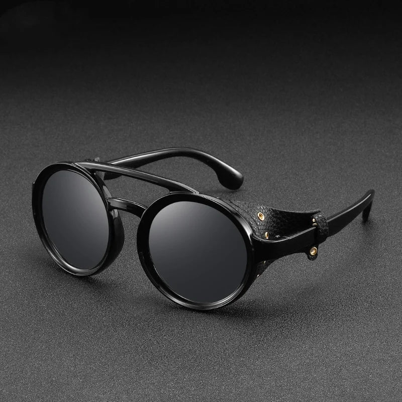 Retro Vintage Round Sunglasses – UV400 Leather Goggles Anti-Wind Unisex 8 Colors