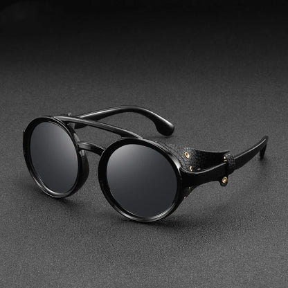Retro Vintage Round Sunglasses – UV400 Leather Goggles Anti-Wind Unisex 8 Colors