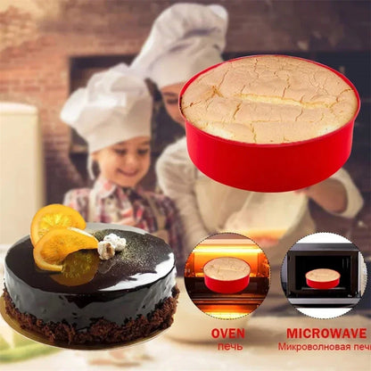 6-Piece Silicone Round Cake Mold Set 4 Inch – Non-Stick Reusable Baking Pans