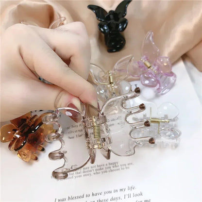 Cute Butterfly Hair Claw Clip – Korean Solid Color Small Barrette for Women