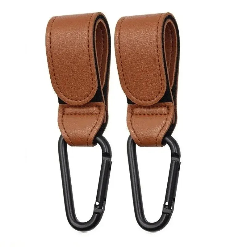 2Pcs Leather Cart Hooks Baby Stroller Hook