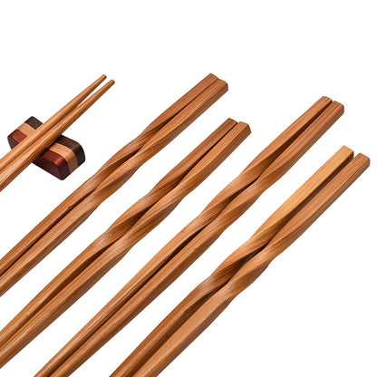 5-Pair Carbonized Bamboo Chopsticks – 24cm Household & Hotel Dining Chopsticks Set