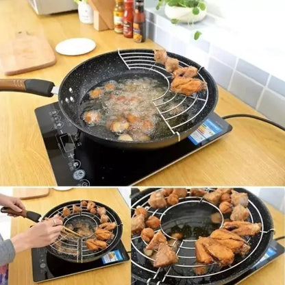 Stainless Steel Mesh Frying Basket with BBQ Tongs Set – Oil Drainage Rack for Deep Frying & Grilling
