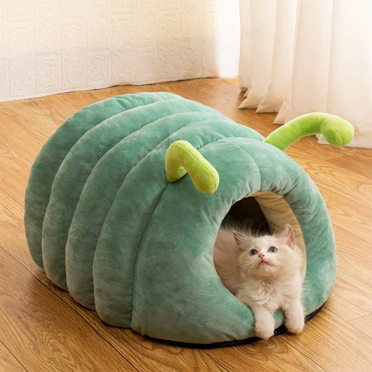 Cartoon Caterpillar Pet House - Warm Foldable Bed for Dogs & Cats