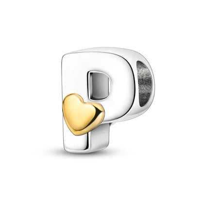 925 Sterling Silver A-Z Letter Charm Beads – Gold Alphabet DIY Birthday Jewelry