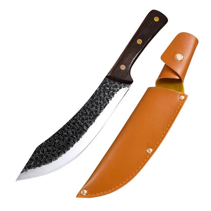 Forged Slaughter Boning Knife – Stainless Steel Cleaver with Wooden Handle & Cover