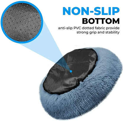 Self-Warming Round Pet Bed - Plush, Non-Slip Mat for Cats & Dogs - BeeTrendyShop.COM