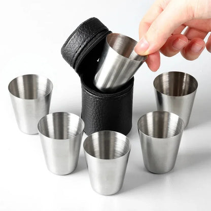 4Pcs Stainless Steel Travel Cup Set – Mini Outdoor Whiskey Glass Personalized Gift
