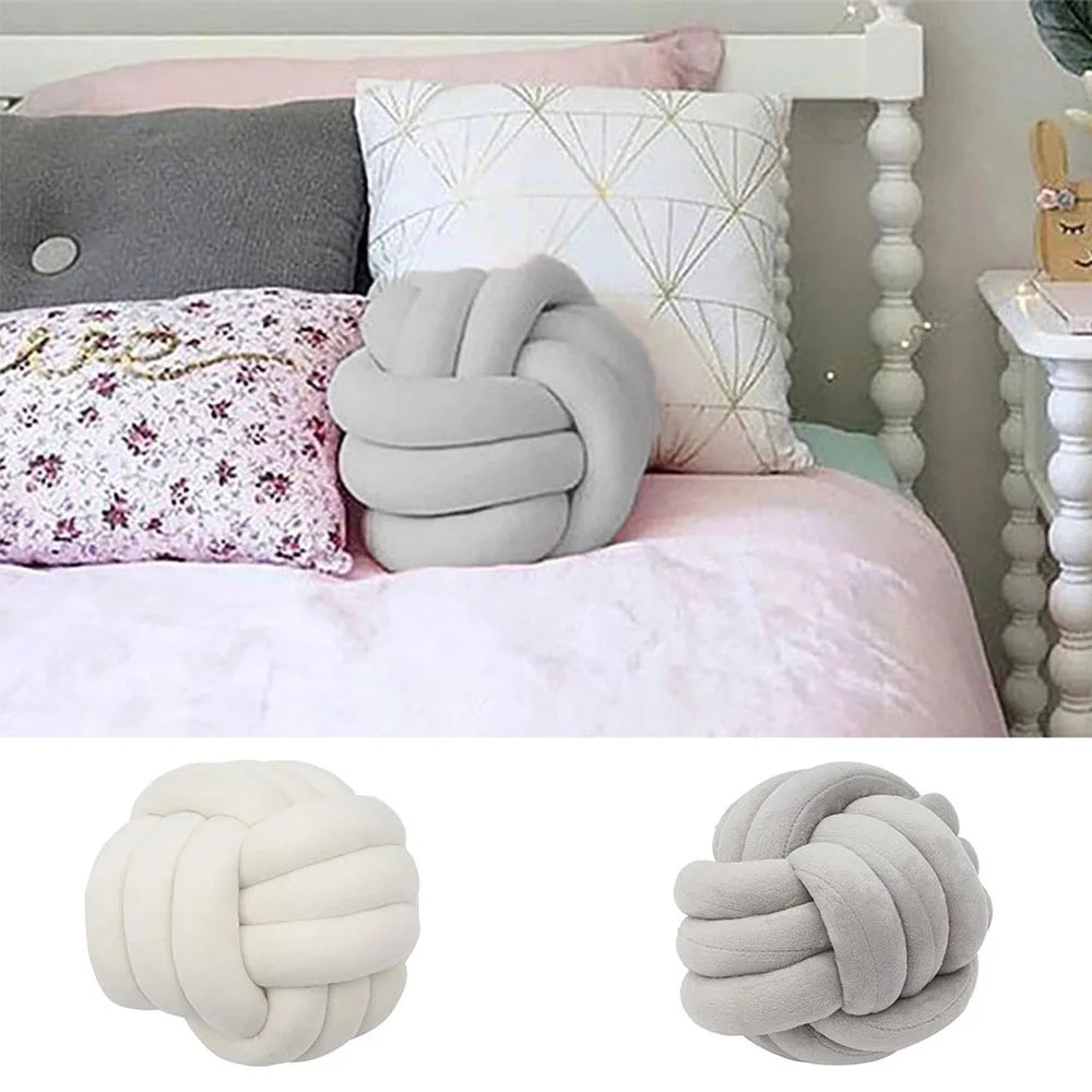 Nordic Velvet Knotted Round Cushion 20cm – Soft Decorative Pillow for Sofa, Bed & Kids Room