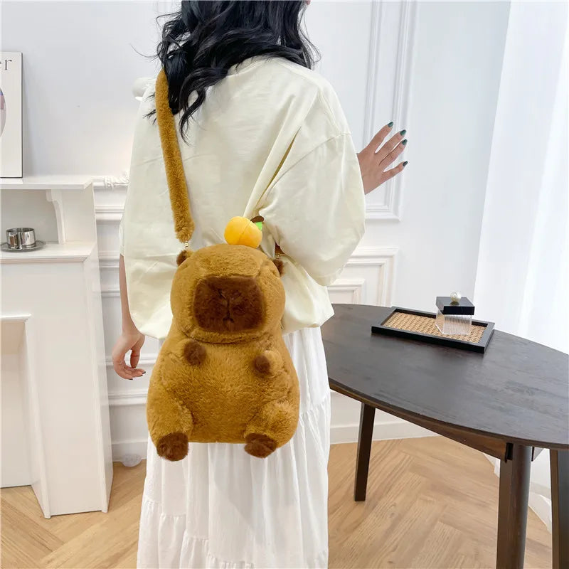 Cute Soft Plush Capybara Backpack Girl Fashionable Crossbody Bag for Women Kawaii Shoulder Bag for Children Gifts for Girlfriend - BeeTrendyShop.COM
