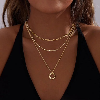 Layered Gold & Silver Necklace Set – Stackable Choker Pendant for Women