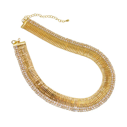 Multi-Layer Zircon Diamond Clavicle Chain Necklace – Elegant European Style for Women