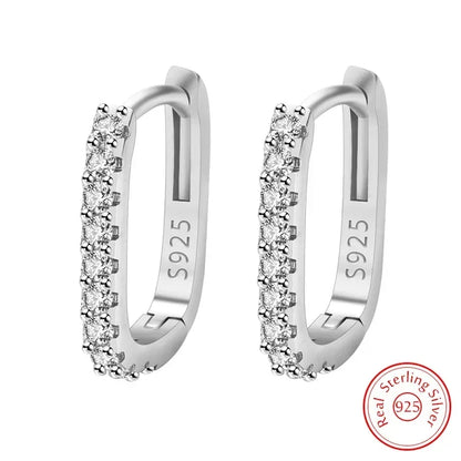 925 Sterling Silver Zircon Circle Hoop Earrings – Luxury Crystal Jewelry for Women