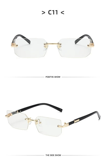 High Definition Blue Light Blocking Sunglasses – UV400 Rimless Square Eyewear