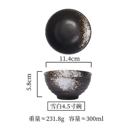 4.5-Inch Japanese Ceramic Rice Bowl – Porcelain Soup, Noodle & Sauce Dinnerware