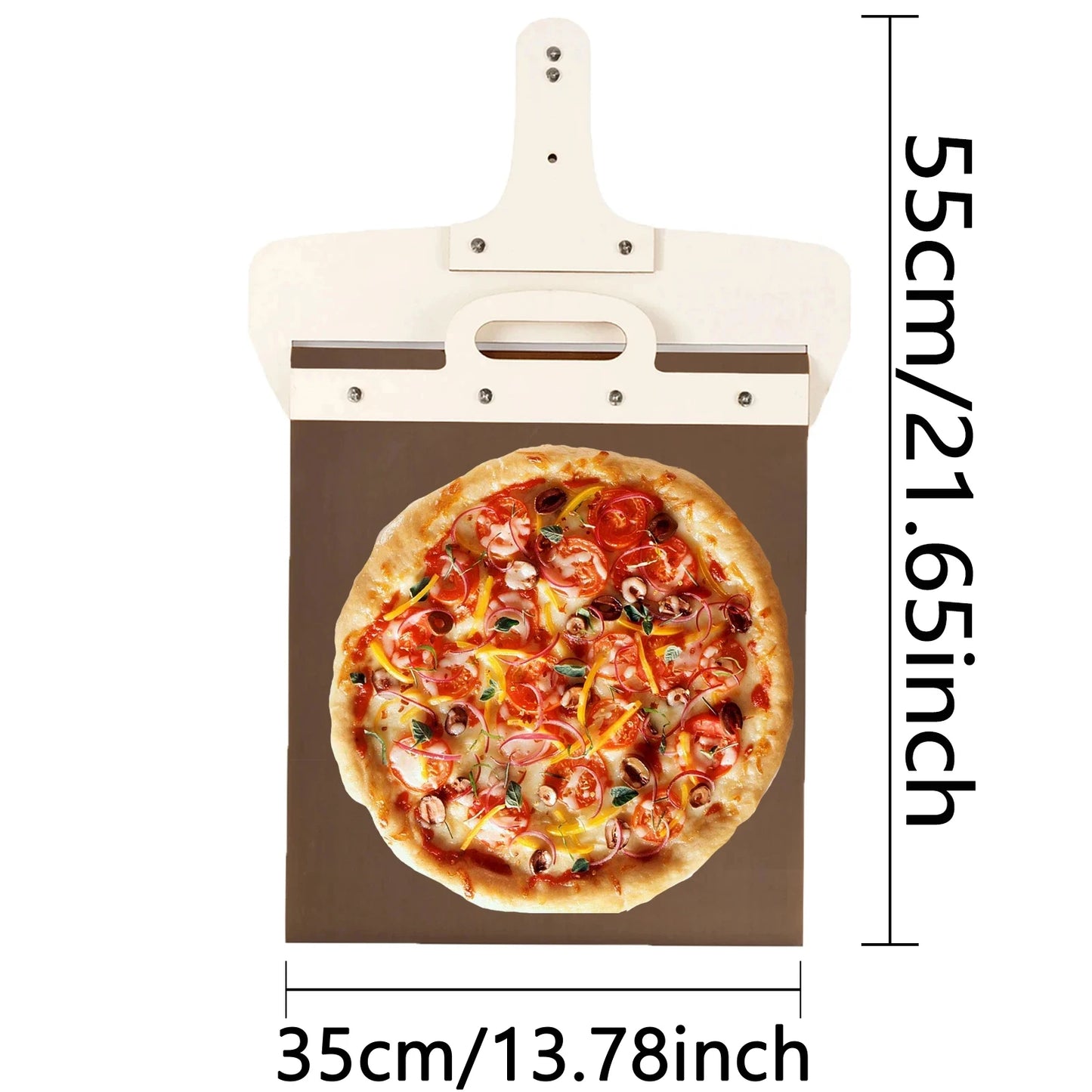 55*30cm Sliding Pizza Peel Shovel Removable Wooden Handle Pizza Spatula with High-temperature Resistant