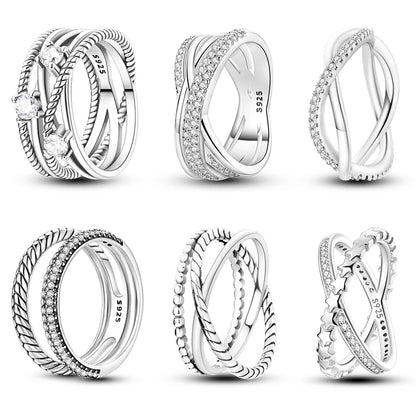 925 Sterling Silver Zircon Star Geometric Ring – Engagement Jewelry for Women
