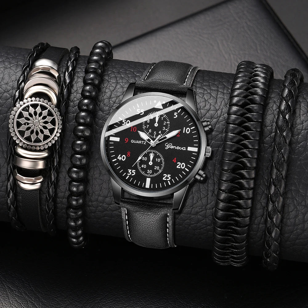 New Hip Hop Mens Fashion Watches Luxury Male Clock Wristwatch Sport MensWrist Watch Bracelet Set Relogio Masculino - BeeTrendyShop.COM