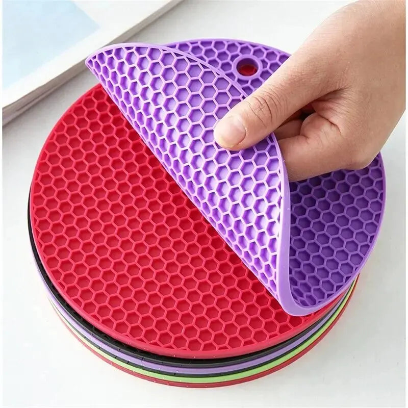 Round Silicone Coaster Mat – Heat-Resistant Non-Slip Pot Holder & Table Placemat for Kitchen
