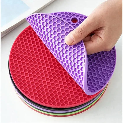 Round Silicone Coaster Mat – Heat-Resistant Non-Slip Pot Holder & Table Placemat for Kitchen