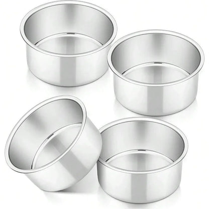 4-Piece Aluminum Mini Cake Pan Set 4 Inch – Solid Non-Stick Baking Mold for Pizza & Cakes