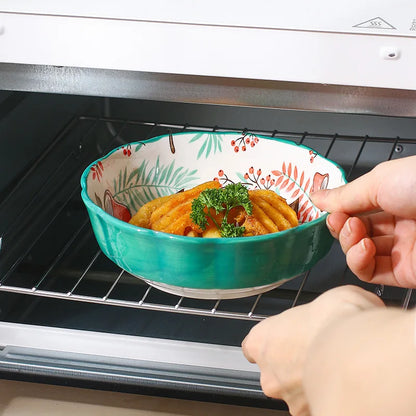 Forest Animals Ceramic Baking Pan with Handle – Salad Bowl & Au Gratin Dish